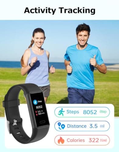 Smartwatch Rastreador de Actividad con Monitor de Ritmo Cardíaco para Hombres y Mujeres, Negro