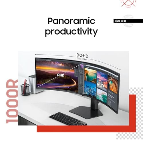 Samsung 49” Business Curved Ultrawide Dual QHD Computer Monitor, USB-C, DisplayPort, HDMI, 120Hz, VESA DisplayHDR 400, Built-in Speakers, Height Adjustable Stand, Eye Care, LS49C95 thumbnail 3