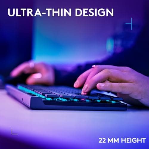 Logitech G515 Lightspeed TKL Low Profile Wireless Gaming Keyboard, LIGHTSYNC RGB, Thin Tenkeyless Design, PBT Keycaps, Tactile (Brown) Mechanical Switches - Black