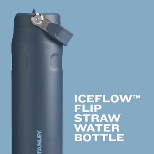 STANLEY IceFlow Flip Straw 2.0 Water Bottle 24 OZ | Built-In Straw with Larger Opening | Lightweight & Leak-Resistant | Insulated Stainless Steel | BPA-Free | Pomelo