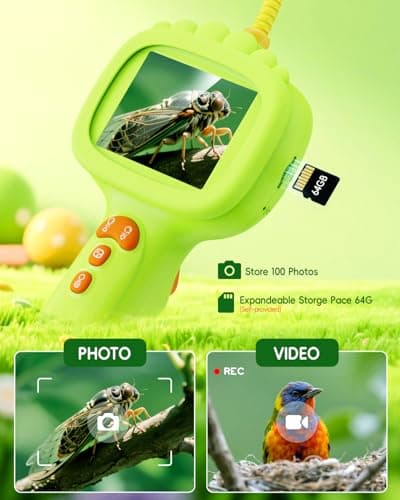 Borescope Camera with Light for Kids, Ashfly STEM Science Educational Toy for 3 4 5 6 7 8 Years Old Boys & Girls, 2.4" Screen Snake Scope Camera for Birthday Outdoor Camping Nature thumbnail 2