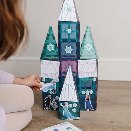 Tytan Toys Disney Frozen Magnetic Tiles Princess Castle - 68-Piece STEAM Building Set with Glitter Tiles & Elsa, Anna, Olaf Stickers - Educational Frozen Toys for Girls Age 3-4+ thumbnail 5