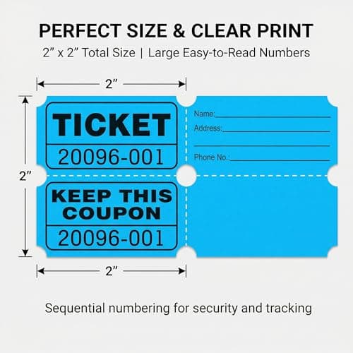 XXINMOH 4000 Pairs Double Raffle Tickets – 4 Assorted Colors (Pink, Blue, Red, Purple) – 1000 Pairs per Roll for Carnival, Fundraiser, Party, Event, Classroom, Lottery Drawing Prize Tickets for Raffle thumbnail 2