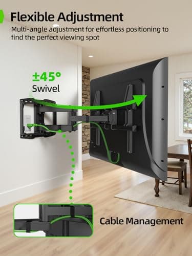 USX MOUNT Full Motion TV Wall Mount for 42-97 Inch TVs up to 150lbs, Swivel and Tilt Wall Mount TV Barcket with Extension, Max VESA 600x400mm & 16" Wood Studs，Fit Most 75 85 86 90  thumbnail 2