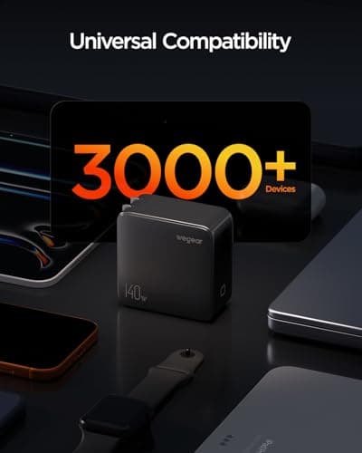 wegear 140W GaN USB C Charger Block, 4-Port PD3.1 Fast Wall Charger with Smart Display & Touch Control, Foldable Power Adapter with 240W USB-C Cable for MacBook Pro, iPhone 18/17, iPad, Galaxy S25/S24