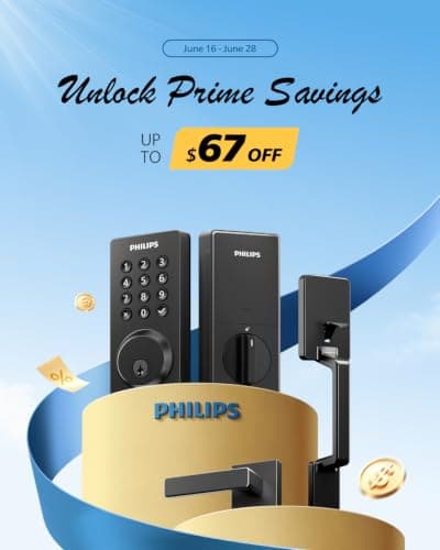 Philips Wi-Fi Smart Door Lock with Handle Set, Keypad Deadbolt for Front Door, Fingerprint Keyless Entry Door Lock with App Remote Control, IP53 Waterproof, Auto Lock, Security Eas thumbnail 2