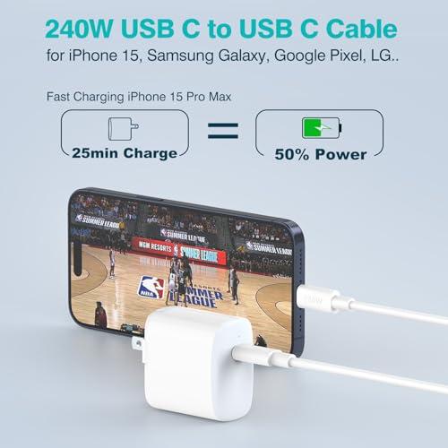 Paquete de 2 Cables USB-C a USB-C de 240W (2m) para Carga Súper Rápida
