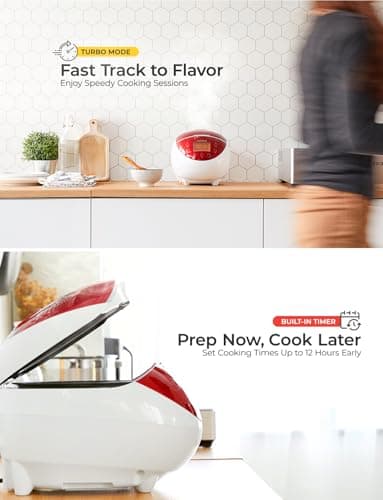 CUCKOO Micom Rice Cooker 6 Cup Uncooked / 12 Cup Cooked, Fuzzy Logic Rice Maker with Delay Timer & Keep Warm Setting, Versatile Food Steamer for Cooking, Non-Stick Inner Pot, Red (