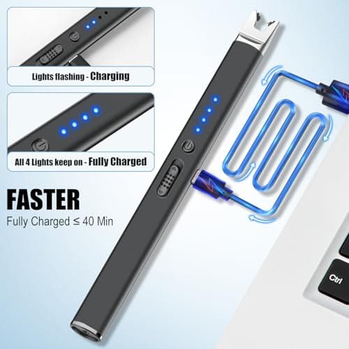 Encendedores Eléctricos de Plasma LcFun (2 Pzas) USB Recargables, con Seguro y Cortavientos