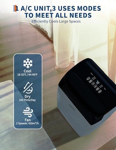 Garvee 14000 BTU Portable Air Conditioner, 3-in-1 Indoor AC Unit with Cooling, Dehumidifier, Fan, Follow Me, 24-Hour Timer, Remote Control & Window Kit for Bedroom, Home Office, Ap thumbnail 3