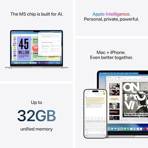 Apple MacBook Air 13" (2026) Chip M5 para IA, 16GB RAM, 512GB SSD, Plata