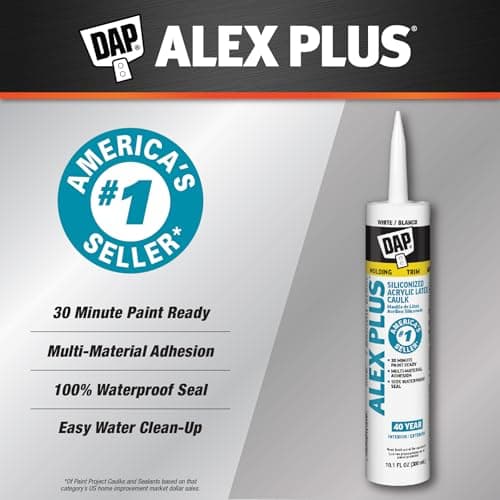 DAP Alex Plus Acrylic Latex Caulk, White, 10.1 Oz (7079818152) thumbnail 2