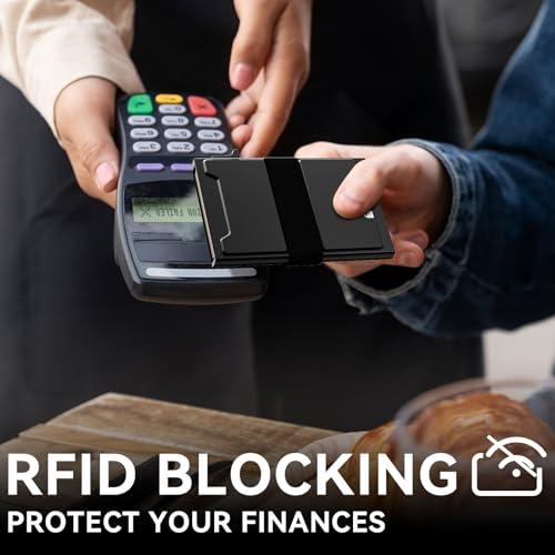 furid Smart Card Wallet for Men Slim: Minimalist Wallet For Men - RFID Blocking Pop Up Front Pocket Wallet, Metal Wallet 11 Card Holder