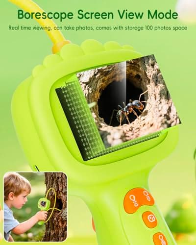 Borescope Camera with Light for Kids, Ashfly STEM Science Educational Toy for 3 4 5 6 7 8 Years Old Boys & Girls, 2.4" Screen Snake Scope Camera for Birthday Outdoor Camping Nature thumbnail 5
