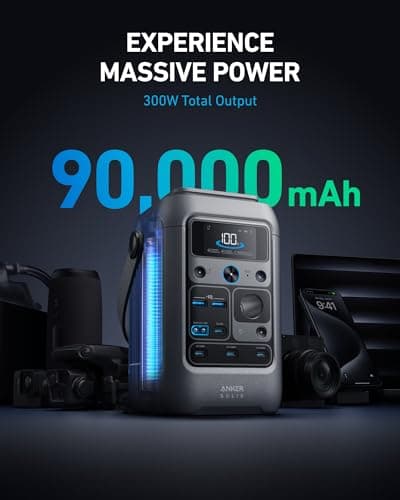 Anker SOLIX C300 DC Power Bank Station, Outdoor 288Wh Portable Power Station, LiFePO4 Battery, 300W Solar Generator, for Camping, Traveling, and Emergencies (No Wall Charger Includ thumbnail 2