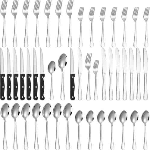 Set de cubiertos Lazycorner de 48 piezas para 8 personas con cuchillos para carne