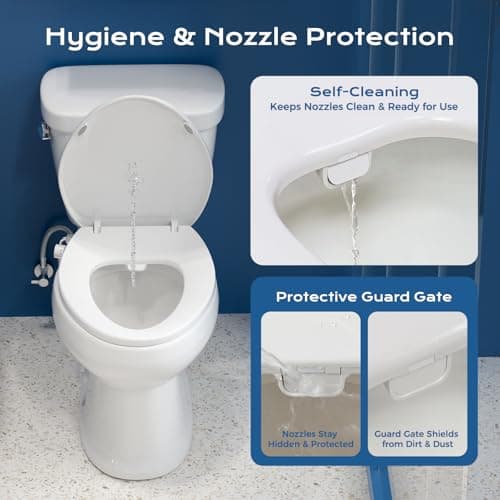 Elongated Bidet Toilet Seat – Non-Electric, Slow-Close Lid, Adjustable Water Pressure, Self-Cleaning Dual Nozzles for Frontal & Rear Wash, Leak-Resistant Brass Inlet, Easy Installa thumbnail 3