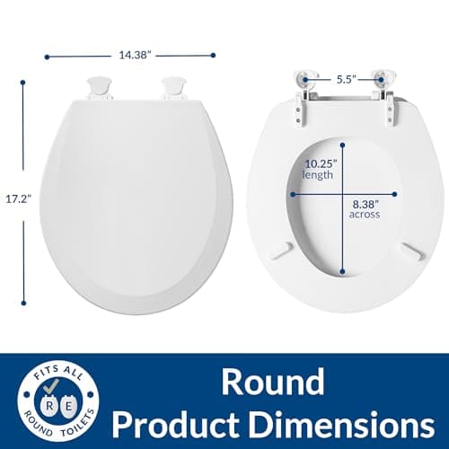 Bemis 500EC Durable Wood Toilet Seat with Easy Clean Hinges, Made in USA, Round, Bone thumbnail 4