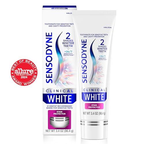 Sensodyne Clinical White Toothpaste Clinically Proven Whitening for Sensitive Teeth, Stain Protector, 3.4 oz thumbnail 2