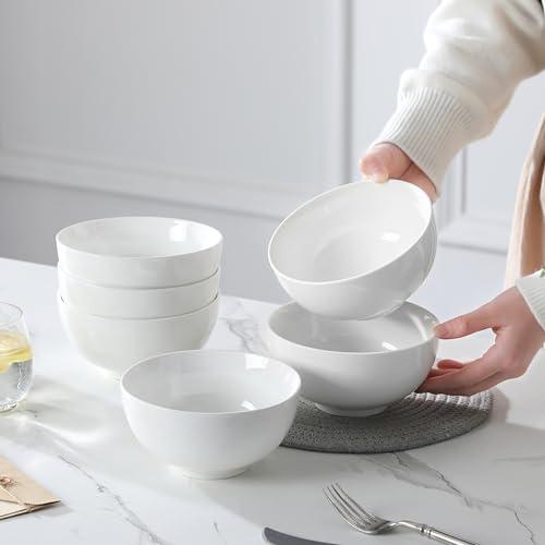 Miniatura de MALACASA: Juego de 6 Tazones de Porcelana Blancos 26 oz para Sopa y Cereal 7