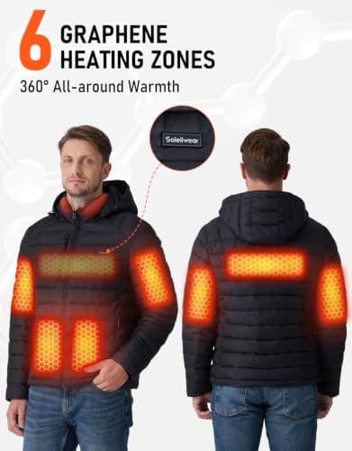 Chaqueta térmica de grafeno para hombre Soleilwear con batería de 16000mAh