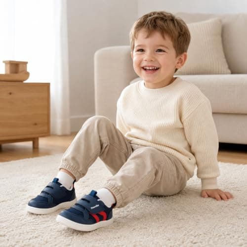 Deevike Kids Wide Fit Sneakers Boys Girls Toddler First Walker Shoes | Roomy Forefoot Fit, Breathable Upper, First Walker Design, Adjustable Strap, Rubber Outsole, Flexible Traction thumbnail 2