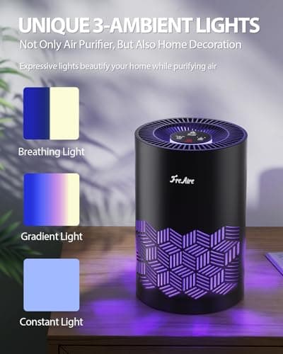 FreAire Air Purifiers for Bedroom Up to 1086 Ft², Air Purifiers for Home with Lights, HEPA Air Purifier Removes Dust Smoke Pollen Dander Smell, for Home/Pets/Bedroom thumbnail 6