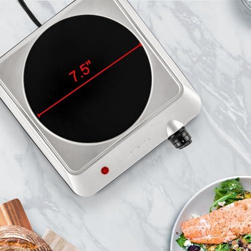 Quemador Individual Infrarrojo OVENTE 1000W - Placa Eléctrica Vidrio Cerámico