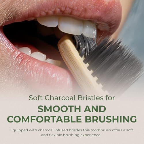 Pursonic Wide Head Toothbrush Set with Cedarwood Wooden Handle & Soft Charcoal Bristles - Travel Friendly Natural Oral Care Brushes with Comfortable Grip Design for All Age Groups  thumbnail 7
