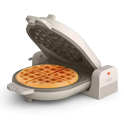 bella Flip-n-Store Waffle Maker with EverGood™ Ceramic Nonstick Coating, Fits-anywhere™ Kitchenware, Power Indicator Light, Cool Touch Handle & Cord Wrap, 7” Wide & 1" Deep Plates,