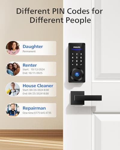 Cerradura Inteligente Digital Philips con Manijas, Acceso Sin Llave, Huella y PIN