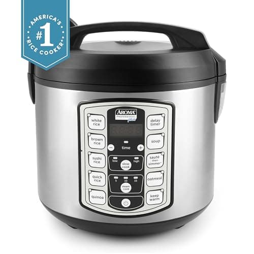 Aroma Housewares Professional Plus ARC-5000SB 20 Cup (Cooked) Digital Rice Cooker, Food Steamer, Slow Cooker, Stainless Exterior/Nonstick Pot, Silver, Black, 10-cup uncooked/20-cup thumbnail 2