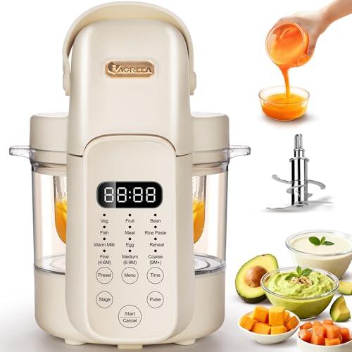 IAGREEA Glass Baby Food Maker, One Step Baby Food Processor Steamer Puree Blender Grinder Mills Machine, Auto Cooking & Grinding for Healthy Homemade Baby Food with 3 Age Stages, B