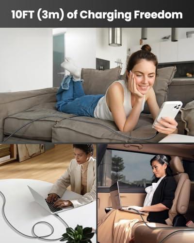 Miniatura de Paquete de 3 Cables USB C a USB C de 3m, 60W, Trenzado de Nylon 2