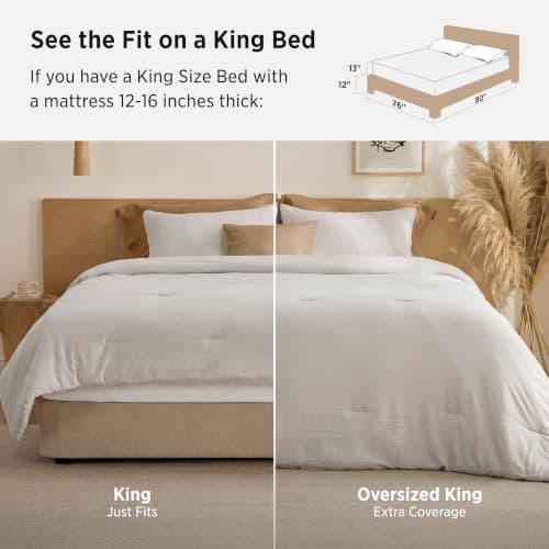 Miniatura de Juego de Edredón King Bedsure Pre-lavado Suave Beige 3 Piezas 2