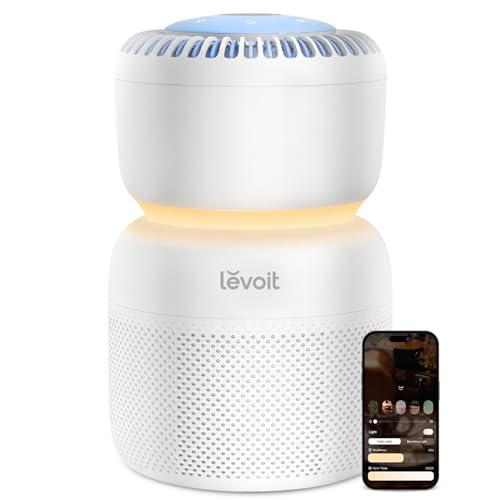 LEVOIT Air Purifier for Home Bedroom with HEPA Filter, White Noise Sound Machine and Blue Light-Free Night Light Support Better Sleep, AHAM VERIFIDE, 5 Air Quality Monitor, Smart W
