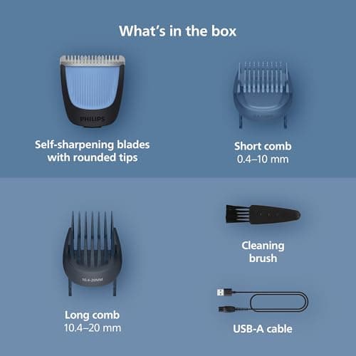 Norelco Philips 100% Waterproof Beard Trimmer 3000 Series with Self-Sharpening Blades, 40 Adjustable Beard Trimmer Length Settings & Two Lift&Trim Combs, USB Charging, BT3620/40 thumbnail 3