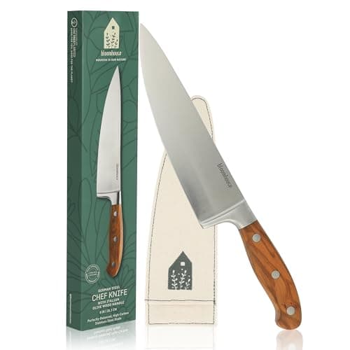 Cuchillo de Chef Bloomhouse: ¡2 Veces Favorito de Oprah! Hoja Alemana y Mango de Olivo Italiano