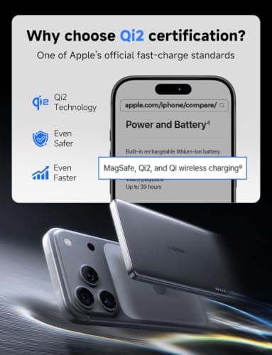 Miniatura de Batería portátil magnética LISEN para MagSafe, 0.3'' ultra delgada, 5000mAh, carga inalámbrica Qi2 4