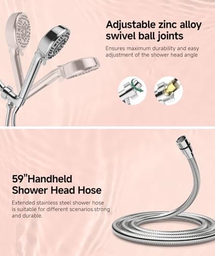 SunCleanse Filtered Shower Head with Handheld, 9-Spray Setting Detachable Showerhead with Filters, Shower Head for Hard Water - Filtered Chlorine, Improve Skin and Hair Texture, Ch