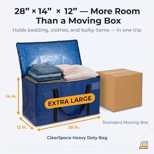 Miniatura de Bolsas de Mudanza o Almacenamiento ClearSpace de Uso Rudo con Tapas, Azules, Paquete de 8 4