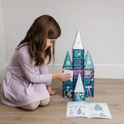 Tytan Toys Disney Frozen Magnetic Tiles Princess Castle - 68-Piece STEAM Building Set with Glitter Tiles & Elsa, Anna, Olaf Stickers - Educational Frozen Toys for Girls Age 3-4+ thumbnail 15