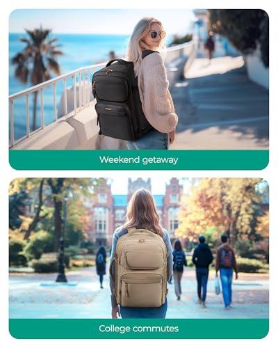 BAGSMART Womens Backpack Carry On Flight Approved, Travel Backpack for Women with Waist Bag, Traveling Lightweight Weekender Casual Daypack 17.3" Laptop Work Back pack Personal Ite