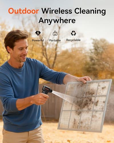 WOLFBOX MF60 Compressed Air Duster-110000RPM Super Power Electric Air Duster, 3-Speed Adjustable Rechargeable Cordless Air Blower with Fast Charging for PC Keyboard Cleaning, Car,  thumbnail 4