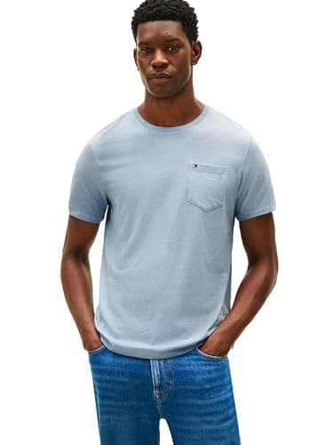 Playera Tommy Hilfiger Hombre Cuello Redondo con Bolsillo, Azul Brezo Málaga G