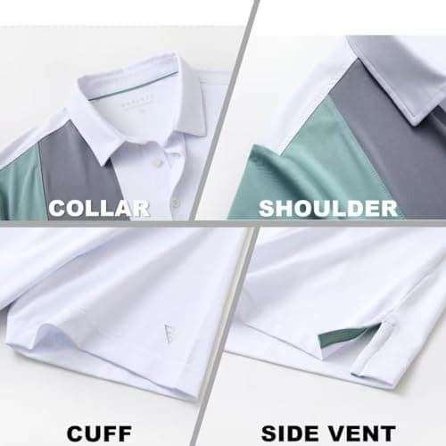 Playera Polo M MAELREG Dry Fit para Hombre, Manga Corta, Control de Humedad, Blanca