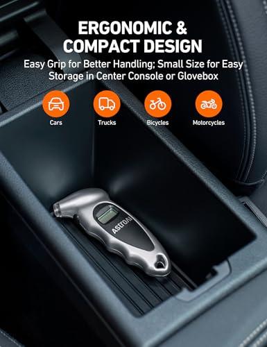 Miniatura de Medidor Digital de Presión de Llantas AstroAI 0-150PSI, Precisión 0.1, LCD y Adaptador Presta 6