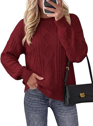 PRETTYGARDEN Women's Crewneck Cable Knit Sweater Pullover Tops | Soft Luxury,Long Sleeve Sweaters,Chunky Texture,2026 Fall Outfits,Warm Layering,Daily Wear,Work Holiday,Winter Going out Top