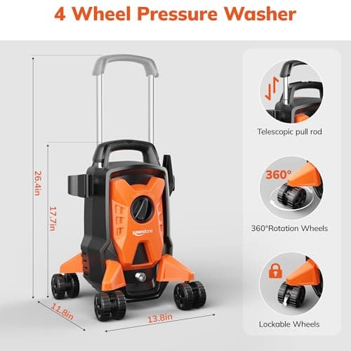Keenstone Electric Pressure Washer, 5000 PSI 3GPM with Anti-Tipping Design