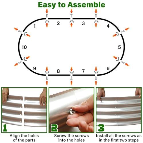 Eclaron Galvanized Raised Garden Bed for Outdoor: 4X2X1ft Durable Metal Vegetable Plant Container Kit - Oval Planter Box for Gardening Flower Trough thumbnail 3